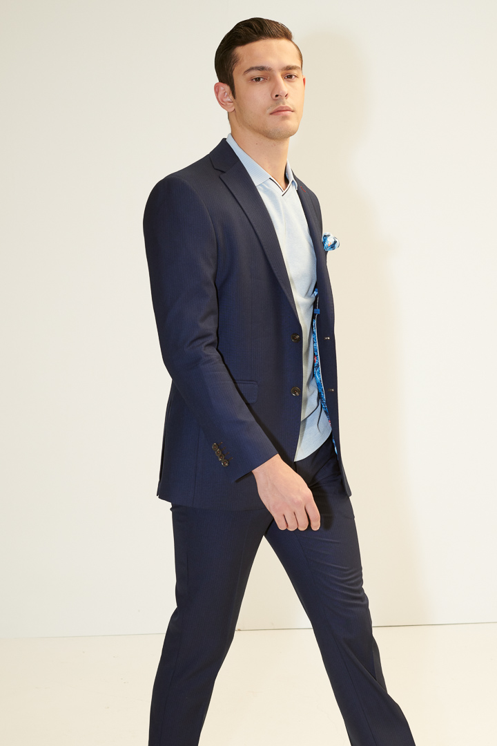 SST&C Navy Textured Slim Fit Suit Trousers | 0212104008  (Outlet)_1