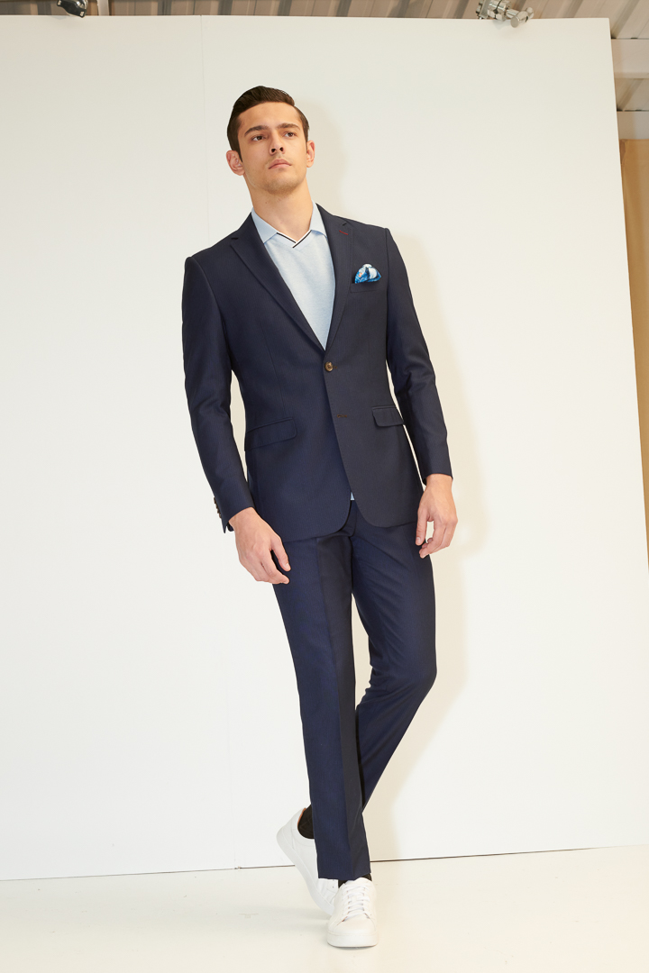 SST&C Navy Textured Slim Fit Suit Trousers | 0212104008  (Outlet)_2
