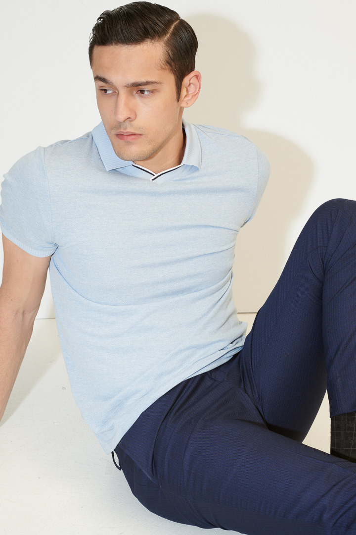 SST&C Navy Textured Slim Fit Suit Trousers | 0212104008  (Outlet)_3