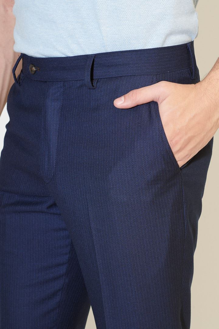 SST&C Navy Textured Slim Fit Suit Trousers | 0212104008  (Outlet)_4
