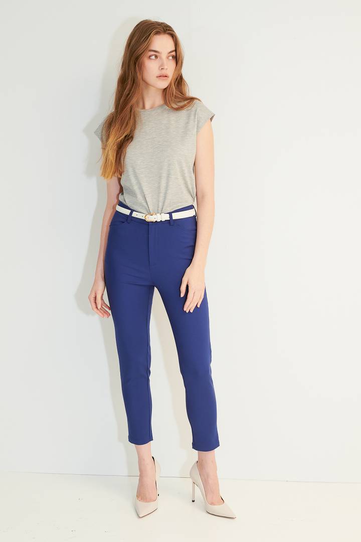 SST&C Women'S Sapphire Blue Slim Fit Trousers | 8262104002  (Outlet)_4