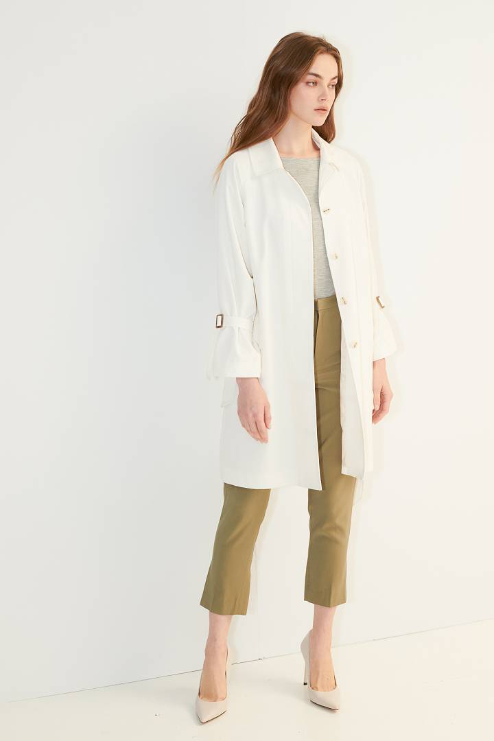 SST&C Women'S Olive Green Cropped Slim Trousers | 7262104001  (Outlet)_0
