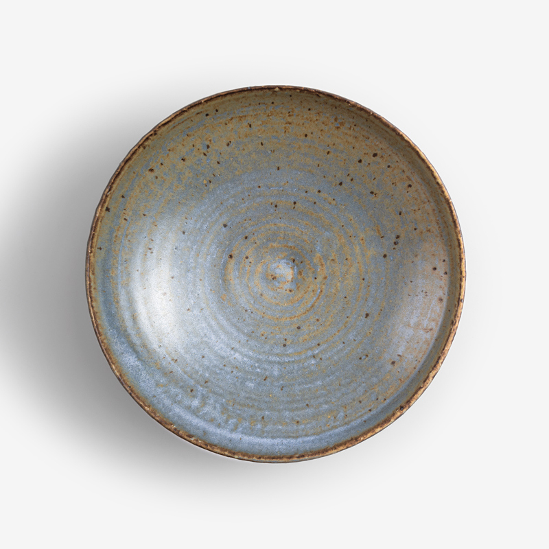職人 手捻焰燒 20cm 陶瓷淺碗｜灰藍｜單品_2