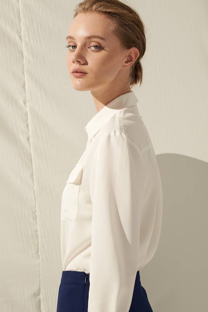 SST&C Women'S White Pocket Off Shoulder Casual Shirt | 7662103003  (Outlet)_4