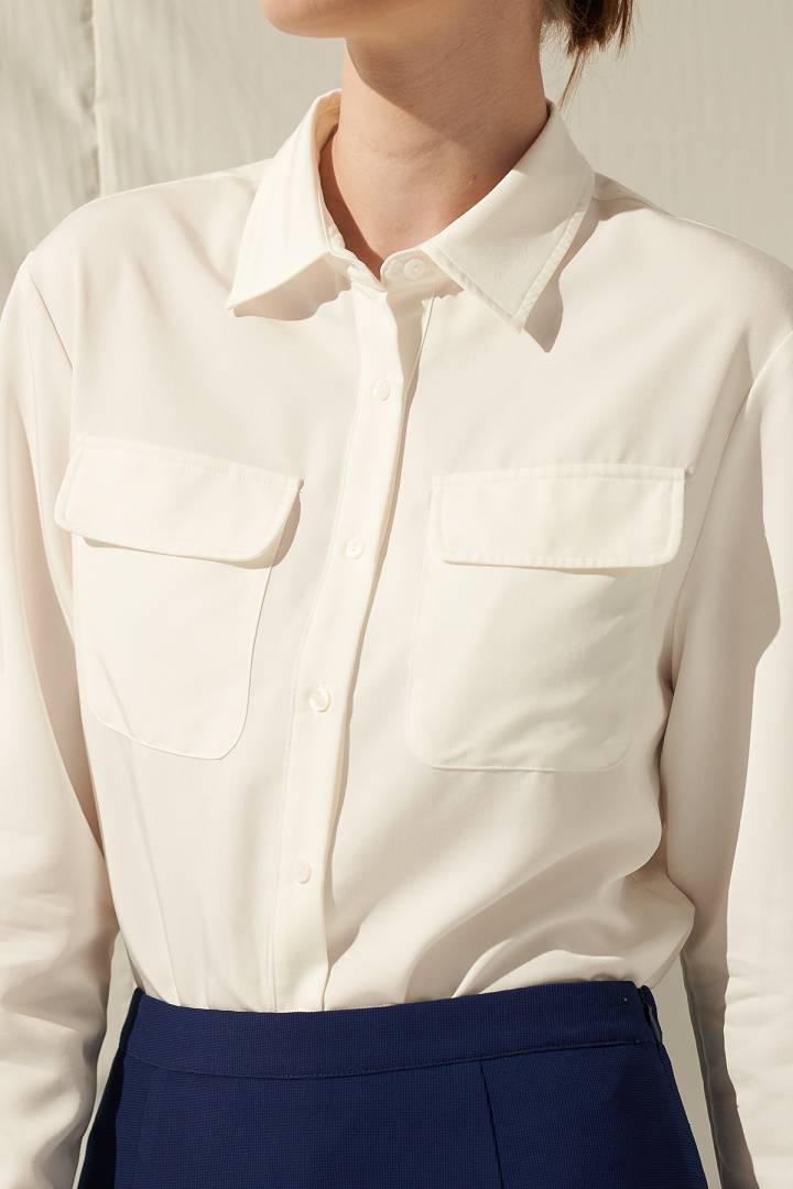 SST&C Women'S White Pocket Off Shoulder Casual Shirt | 7662103003  (Outlet)_5