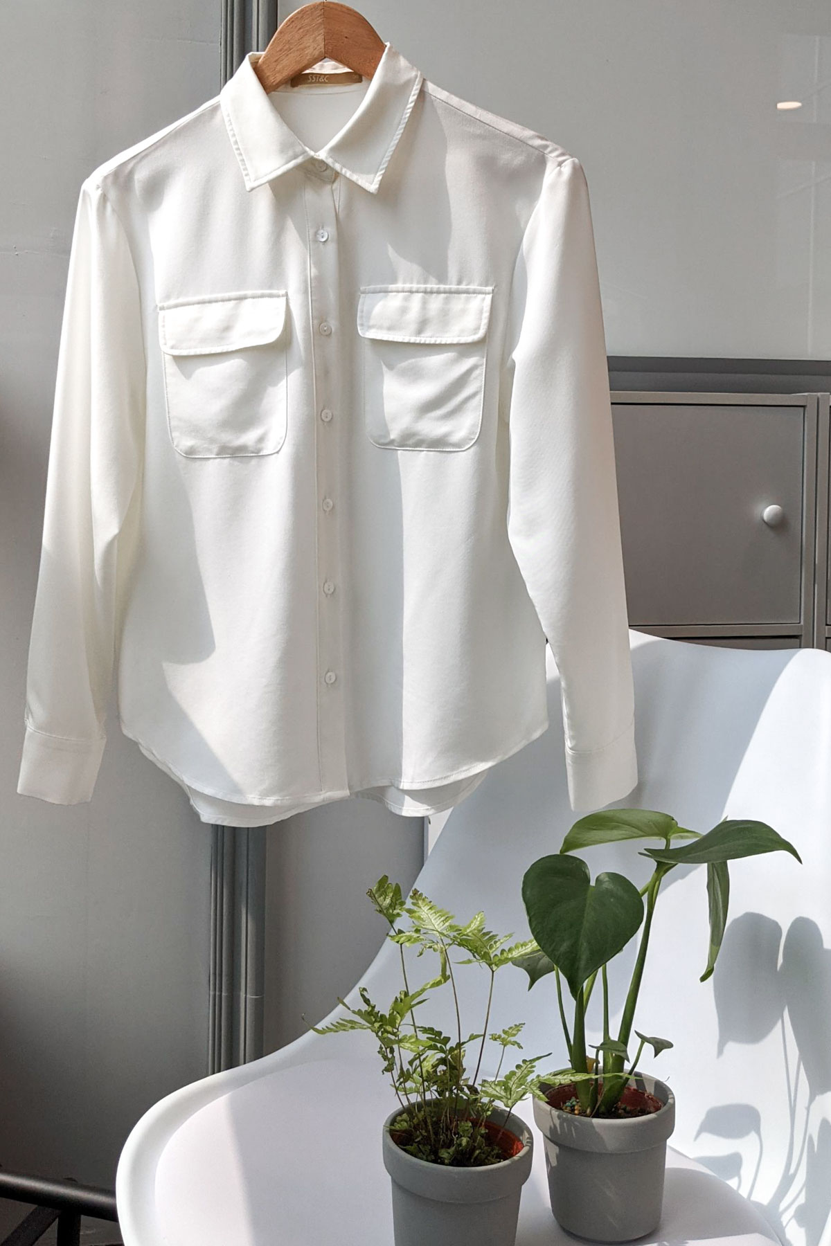 SST&C Women'S White Pocket Off Shoulder Casual Shirt | 7662103003  (Outlet)_6