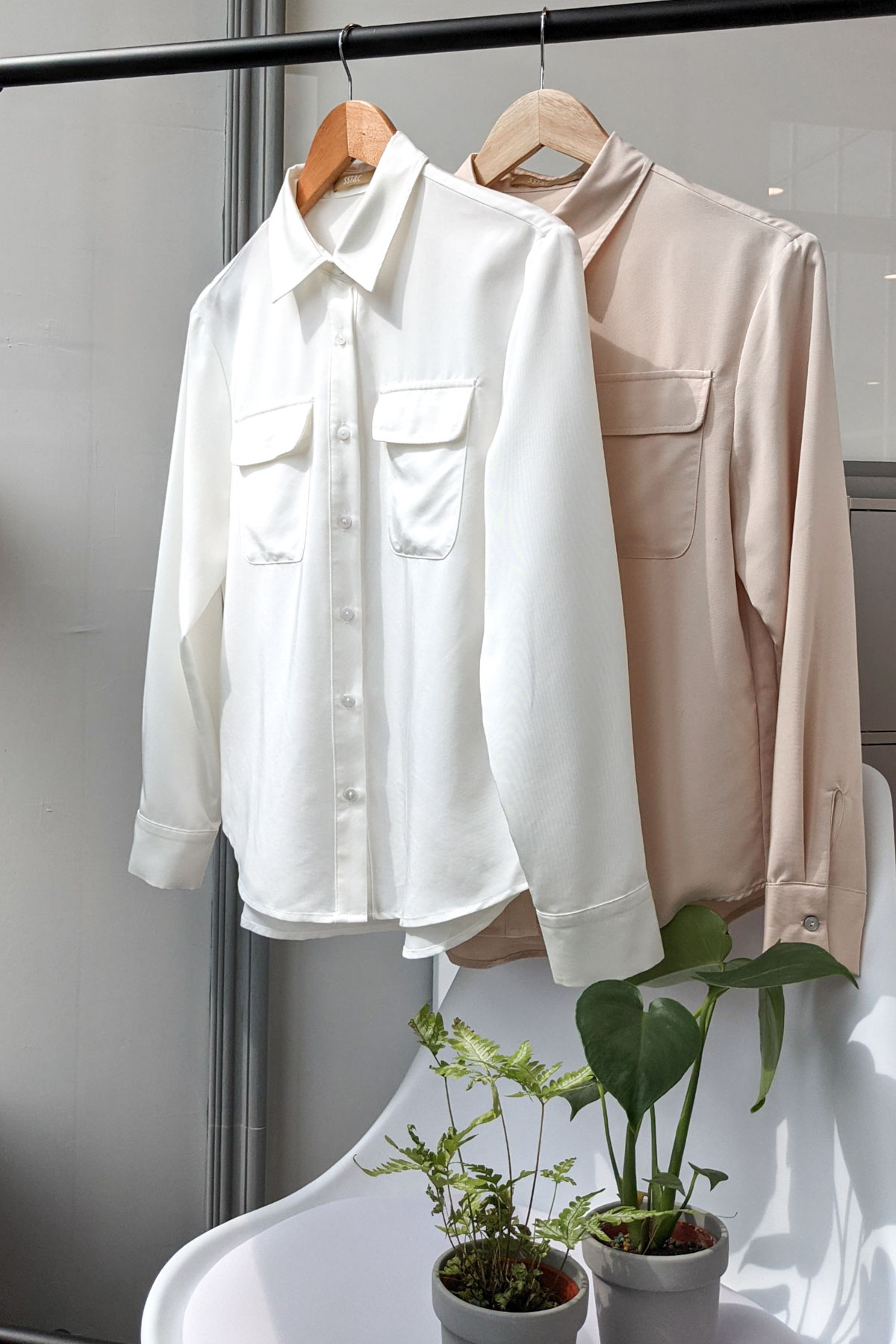 SST&C Women'S White Pocket Off Shoulder Casual Shirt | 7662103003  (Outlet)_7