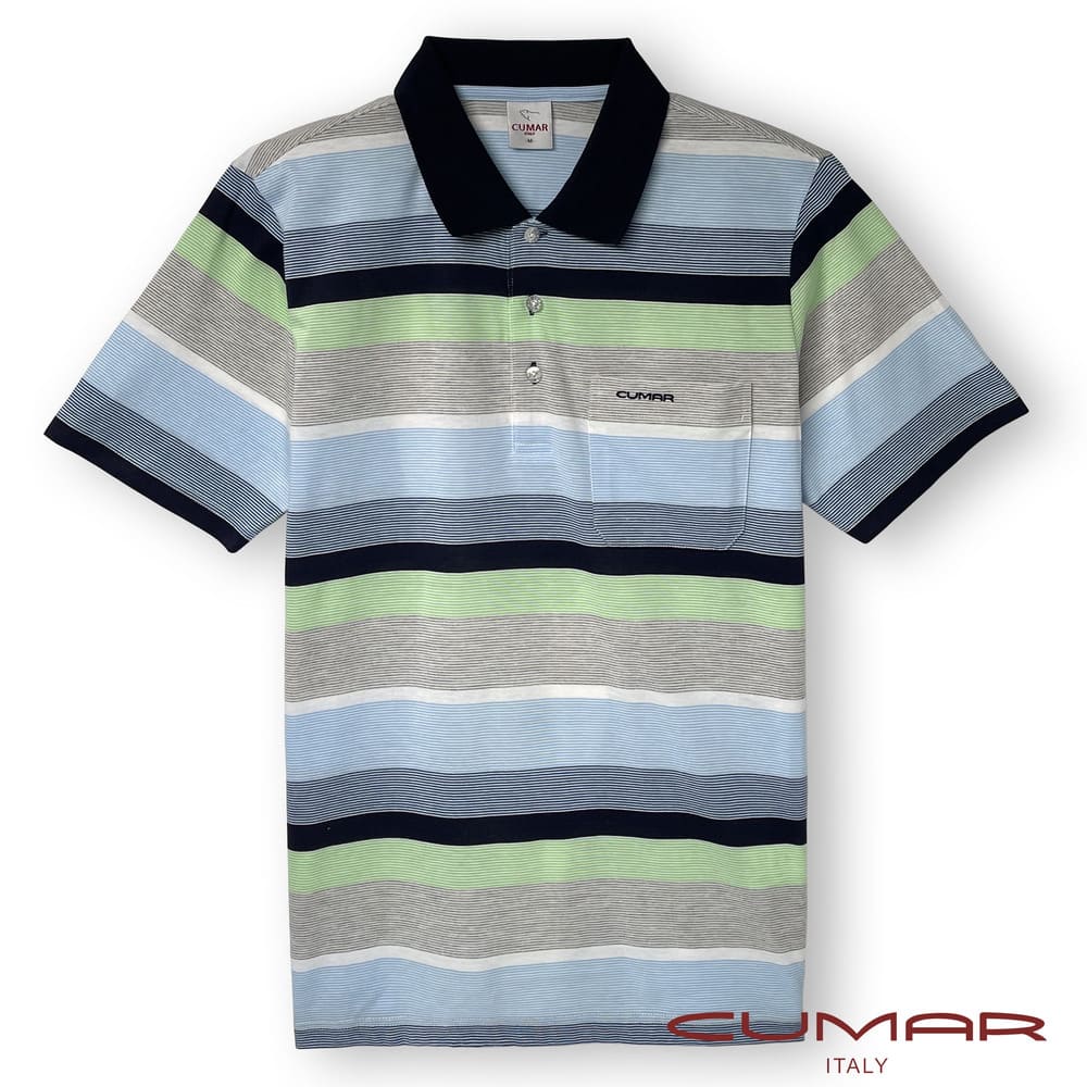 CUMAR 羅紋領循環條短袖POLO衫/208253-94