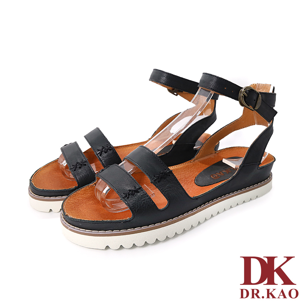 【DK 氣墊鞋】羅馬皮革氣墊女涼鞋 75-1203-90 黑色【涼鞋/羅馬鞋/羅馬涼鞋】_0