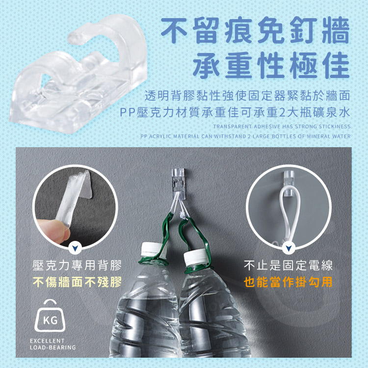 透明電線固定器 20個裝 多規格 電源線夾 理線器 集線器 電線收納 延長線固定器 插頭掛【A00403】《約翰家庭百貨_6