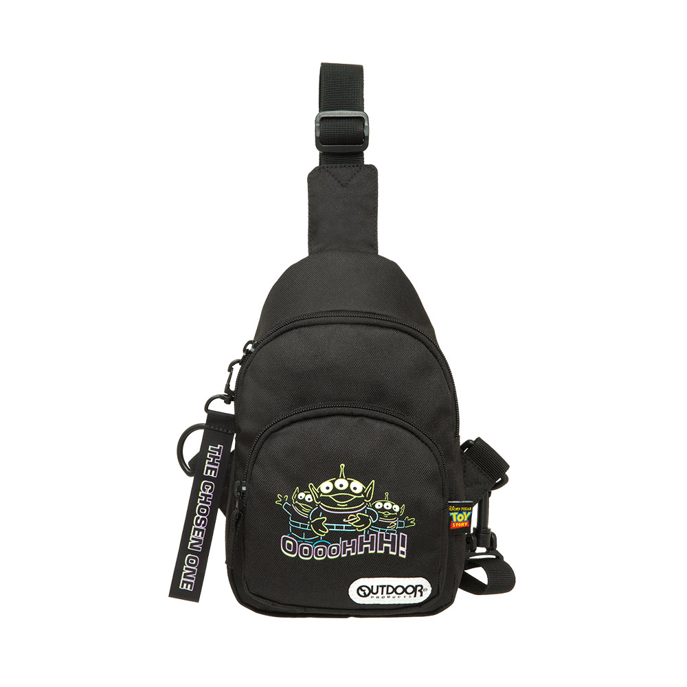 【OUTDOOR】DISNEY聯名款霓虹三眼怪系列單肩包-黑色 ODDY21A02BK