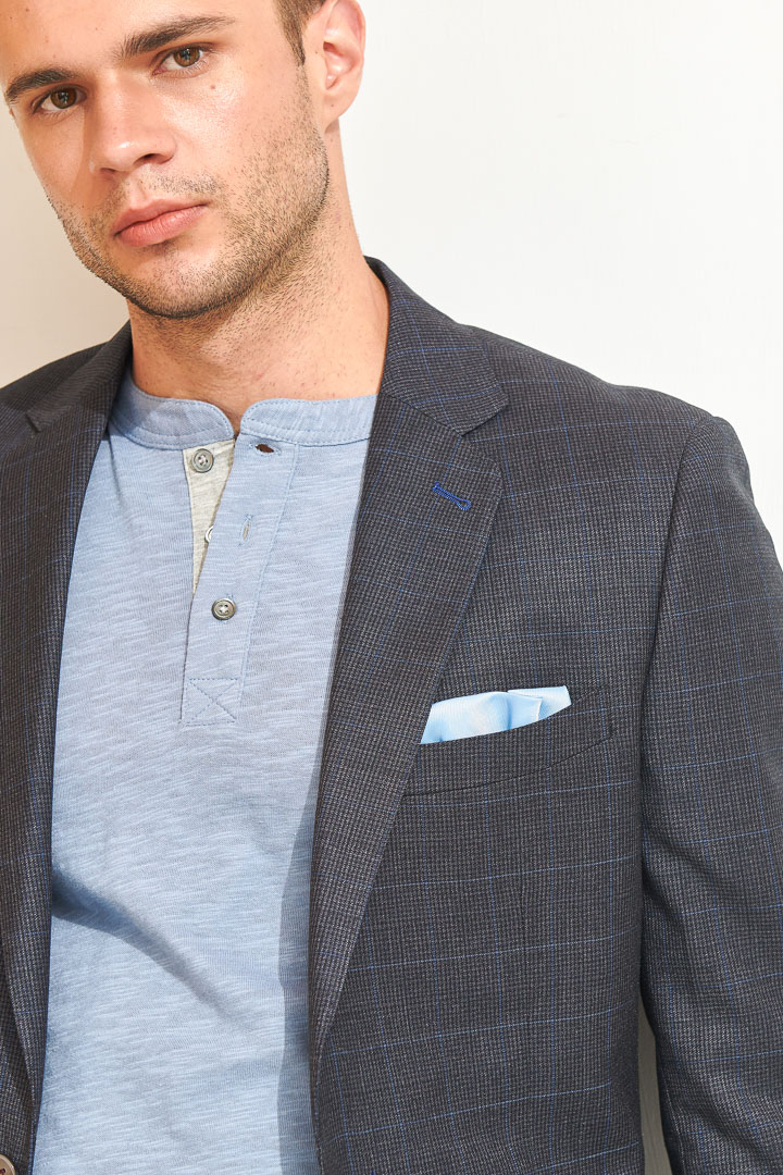 SST&C #Online Exclusive  Gray Check Pattern Slim Fit Suit Jacket | 0112105002  (Outlet)_5