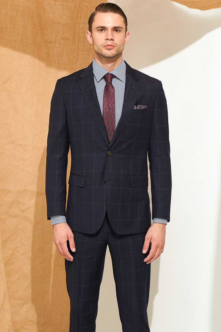 SST&C Navy Blue Pane Slim Fit Suit Jacket | 0112105003  (Outlet)_4