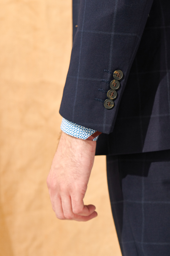 SST&C Navy Blue Pane Slim Fit Suit Jacket | 0112105003  (Outlet)_6