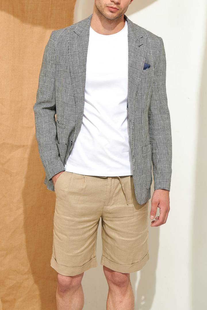 SST&C Pure Linen Light Khaki Loose Fit Shorts | 1212104001  (Outlet)_0