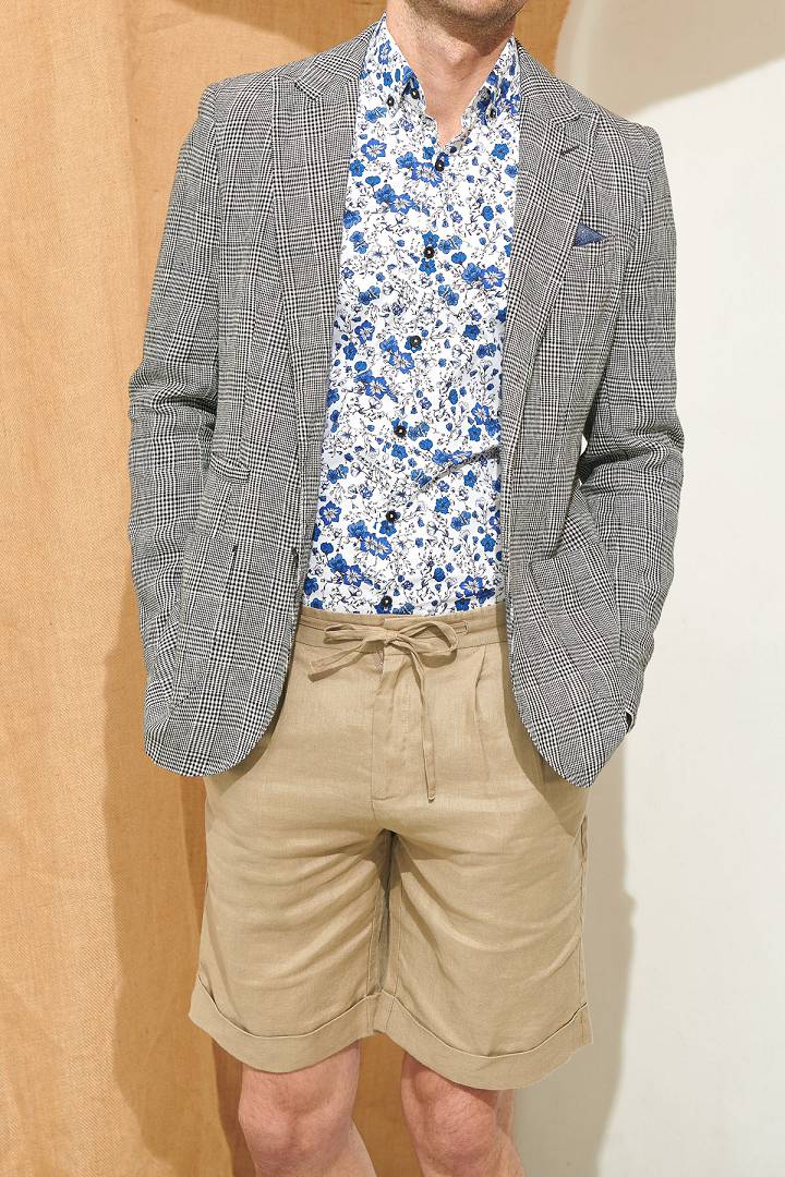 SST&C Pure Linen Light Khaki Loose Fit Shorts | 1212104001  (Outlet)_2