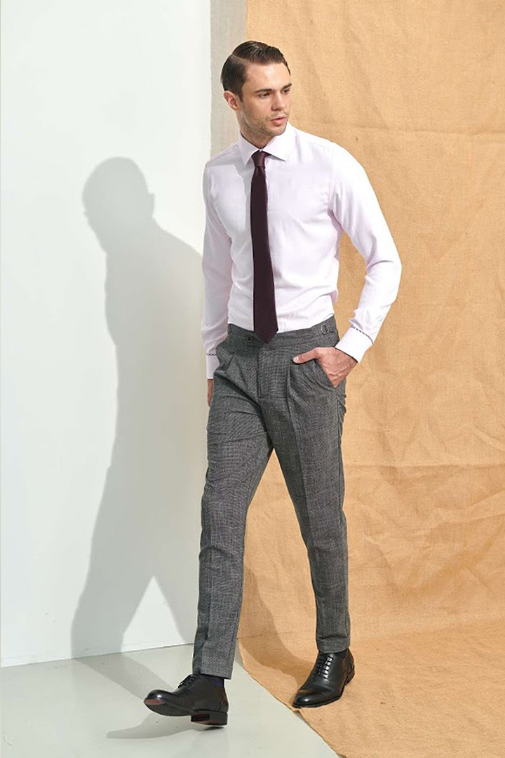 SST&C Gray and Black Slim Fit Discounted Casual Trousers | 1212104004  (Outlet)_0