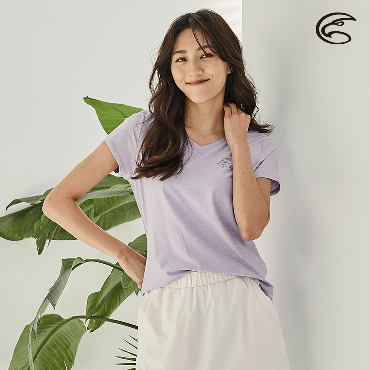 Adisi 女浪花洞洞短袖桃型領透氣圖t Al S 2xl 城市綠洲