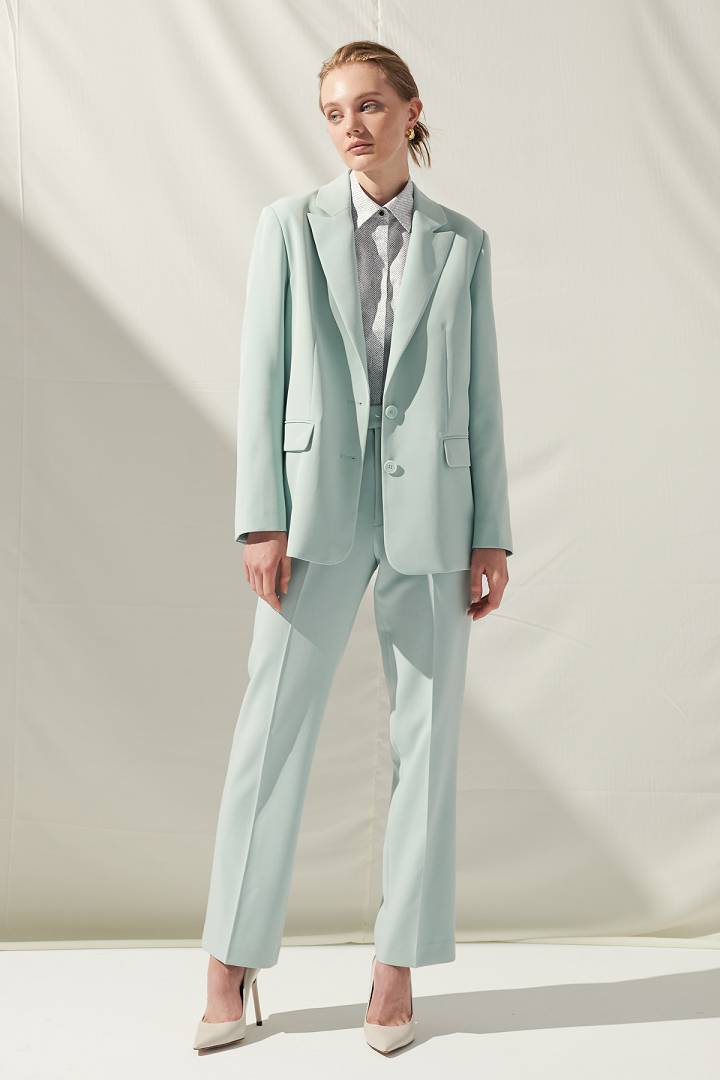 SST&C Women'S Lake Green Sword Collar Suit Jacket | 7162103005  (Outlet)_0