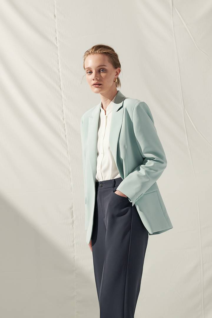 SST&C Women'S Lake Green Sword Collar Suit Jacket | 7162103005  (Outlet)_2