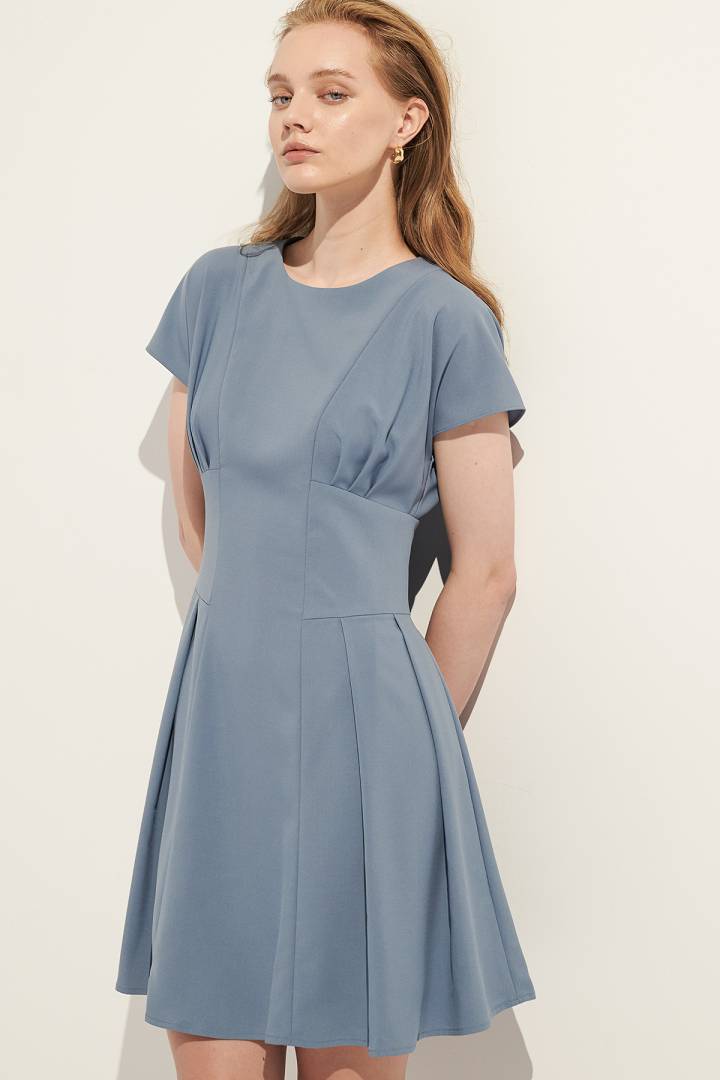 SST&C #Online Exclusive  Round Neck Pleated Dress | 8562104002  (Outlet)_0