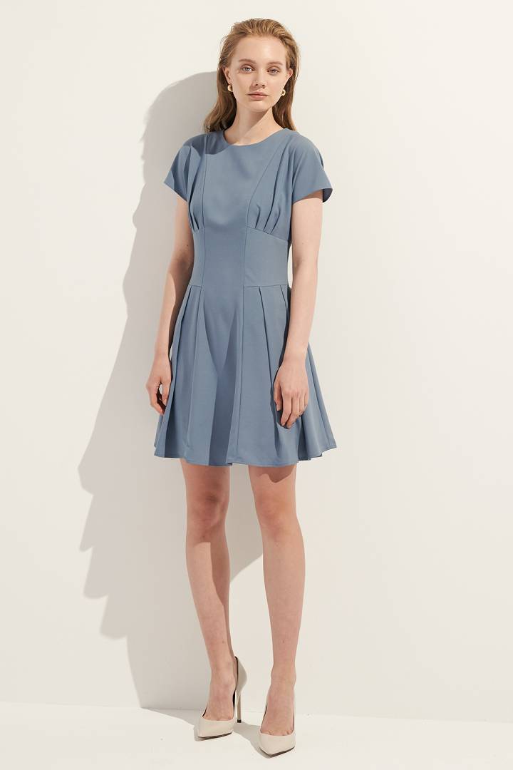 SST&C #Online Exclusive  Round Neck Pleated Dress | 8562104002  (Outlet)_2