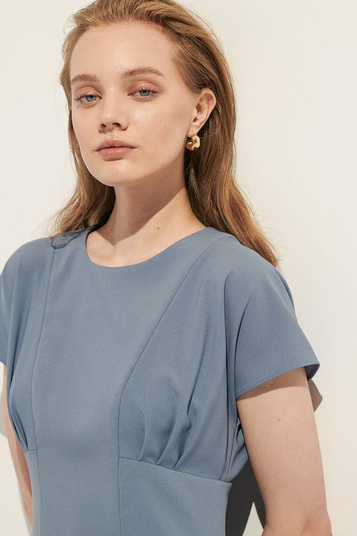 SST&C #Online Exclusive  Round Neck Pleated Dress | 8562104002  (Outlet)_3
