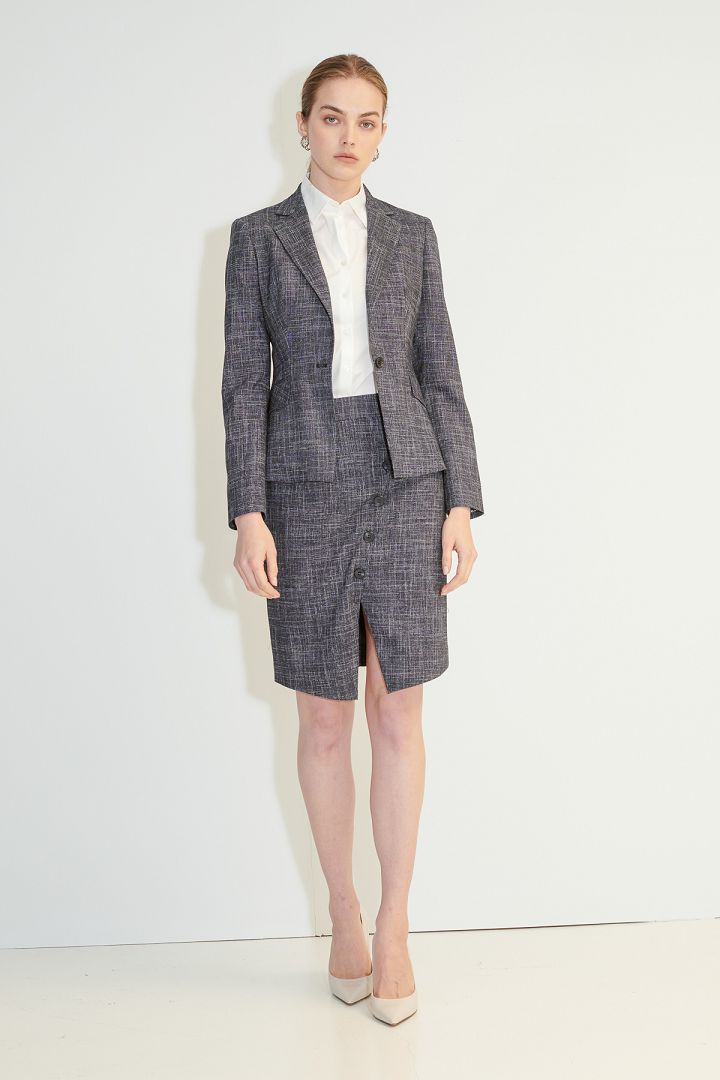 SST&C Women'S Gray Textured Square Collar Suit Jacket | 7162105003  (Outlet)_3