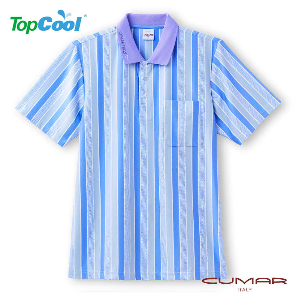 CUMAR 羅紋領直條緹花短袖POLO衫(TopCool)/208235