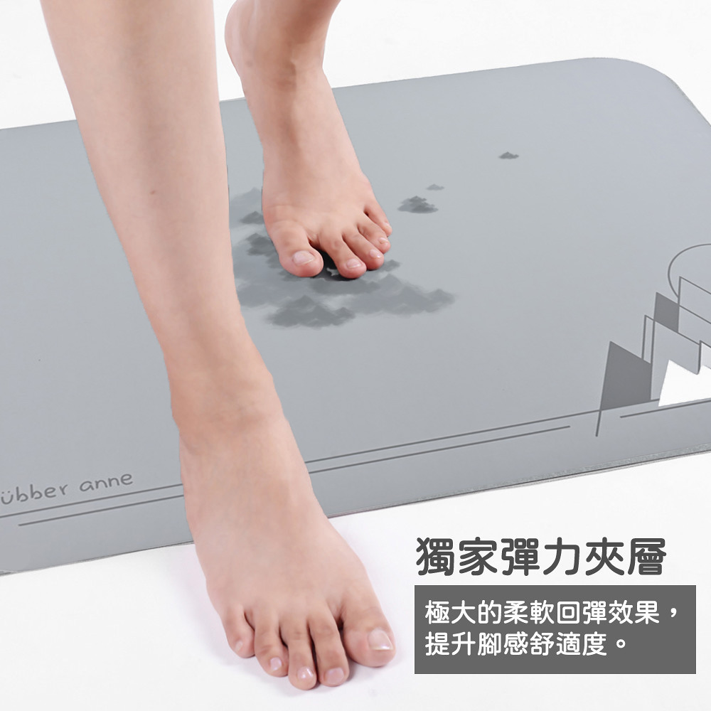 【rubber anne】10秒頂吸 夜光版 軟式珪藻土吸水地墊 曙光乍現(60x40cm)_2