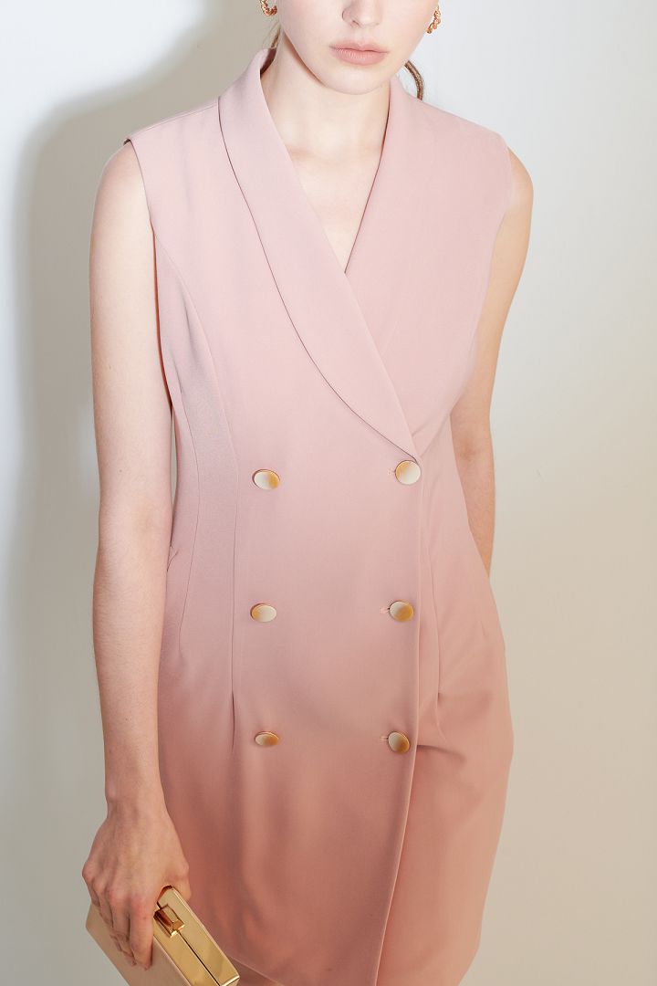 SST&C Pink Loofah Collar Vest Cardigan Dress | 8562105003  (Outlet)_0