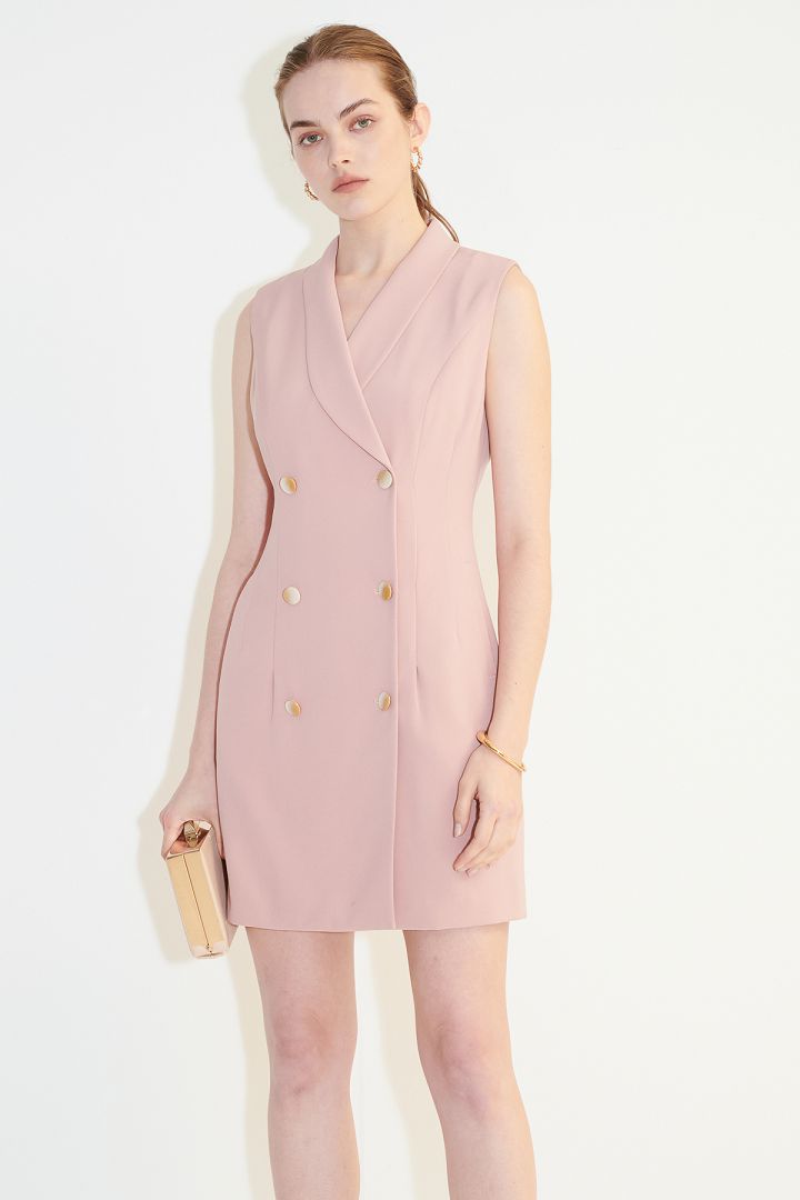 SST&C Pink Loofah Collar Vest Cardigan Dress | 8562105003  (Outlet)_3