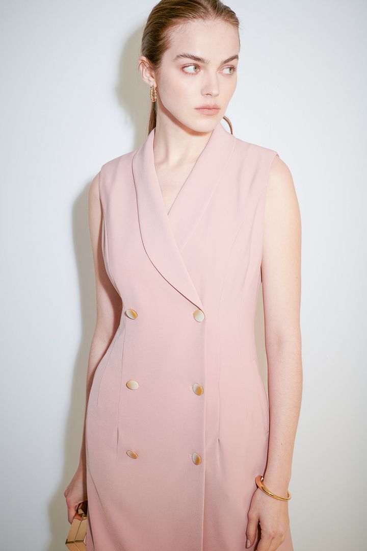 SST&C Pink Loofah Collar Vest Cardigan Dress | 8562105003  (Outlet)_4