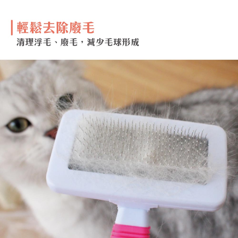 易堆寵物 防滑不銹鋼針梳-護膚 (附小梳子) S／M 顏色隨機出貨 梳理毛髮 台灣現貨 可超取 (J003P01)_2