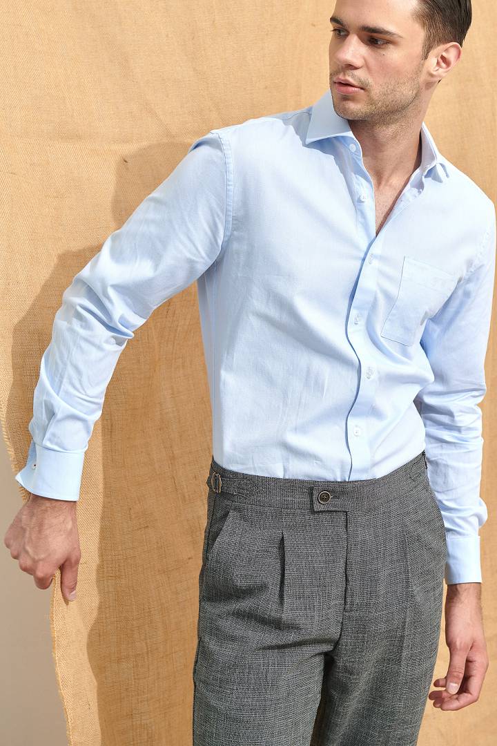 SST&C #Comfortable Cotton  Light Blue Textured Shirt | 0312106008  (Outlet)_1