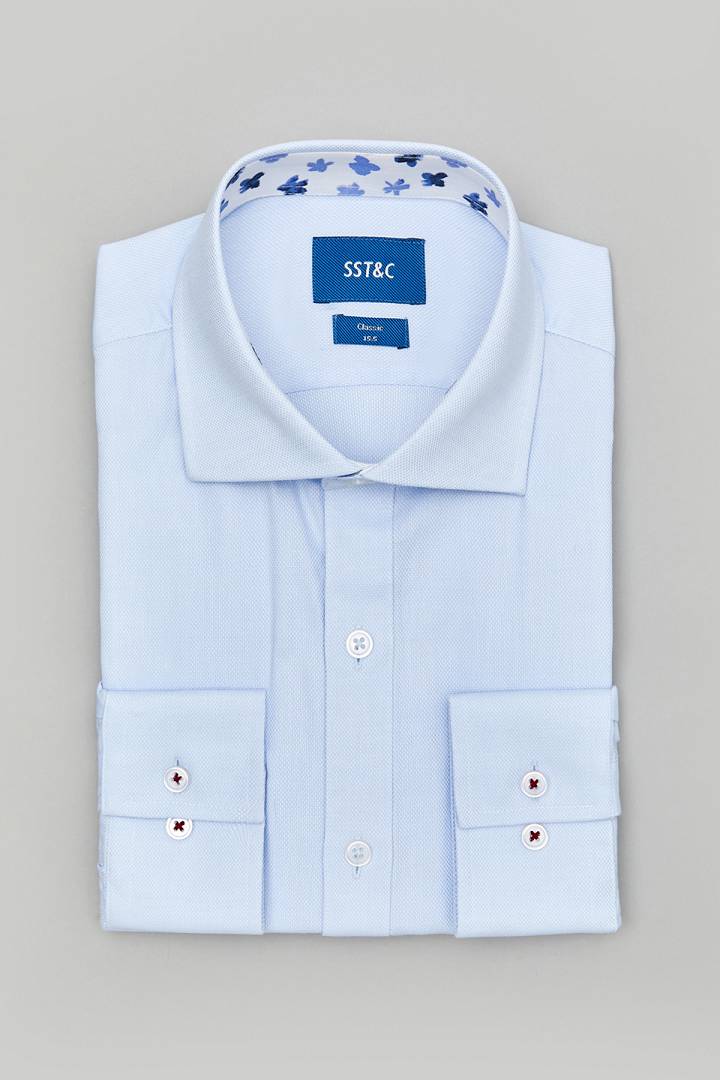 SST&C #Comfortable Cotton  Light Blue Textured Shirt | 0312106008  (Outlet)_3