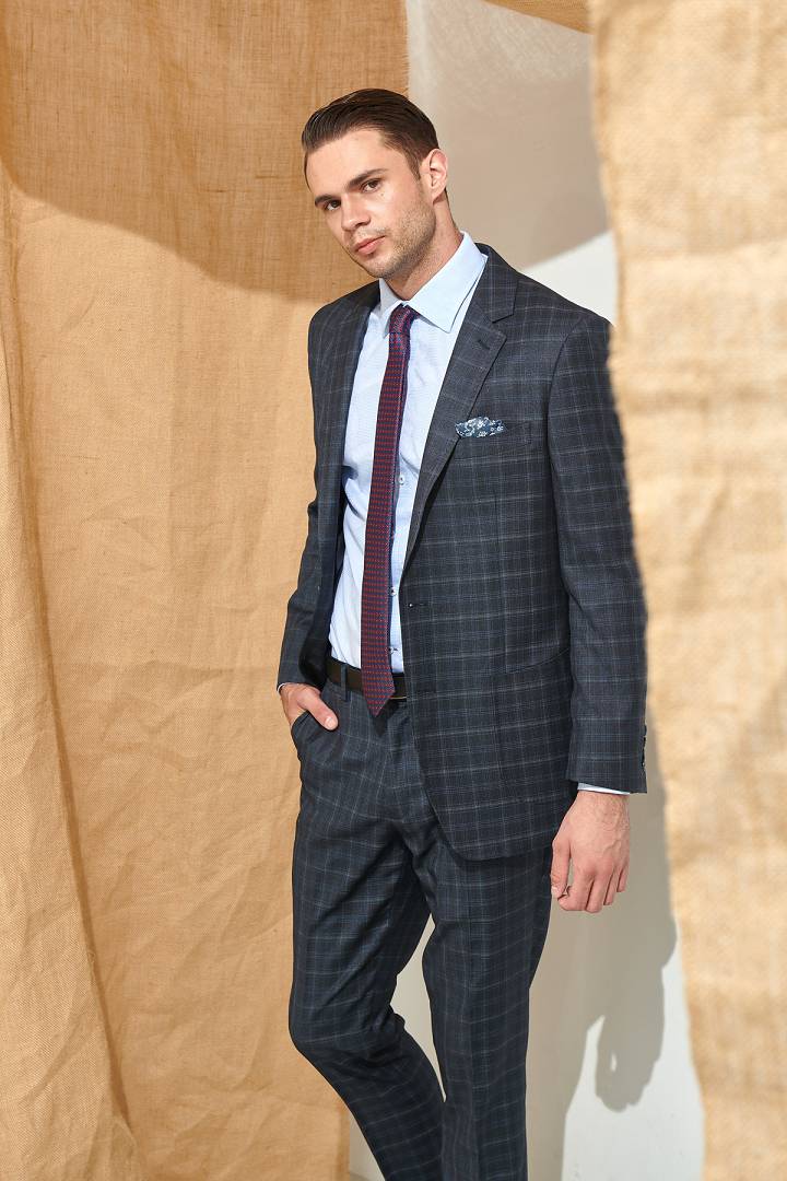 SST&C #Online Exclusive  Gray Check Pattern Classic Suit Jacket | 0112106001  (Outlet)_0