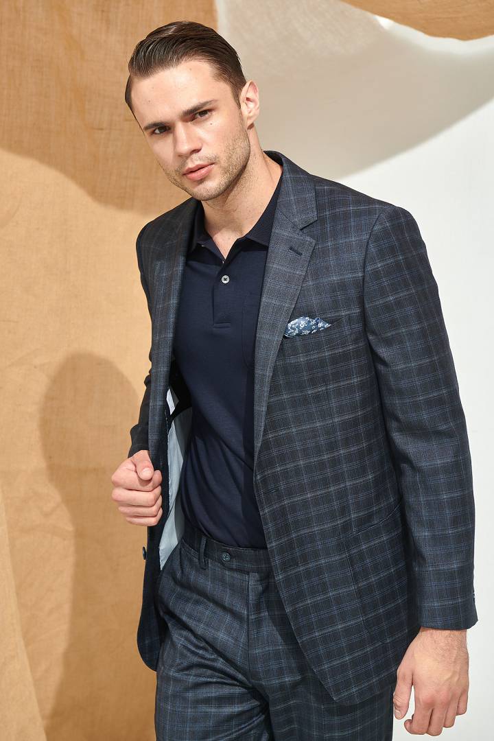 SST&C #Online Exclusive  Gray Check Pattern Classic Suit Jacket | 0112106001  (Outlet)_2