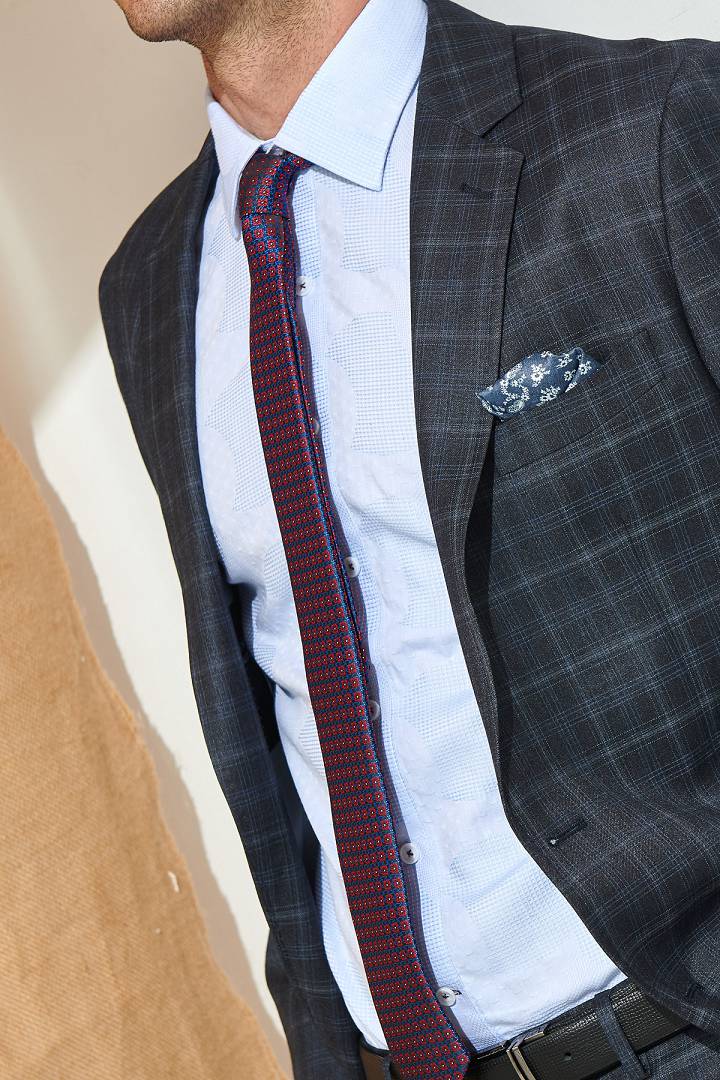 SST&C #Online Exclusive  Gray Check Pattern Classic Suit Jacket | 0112106001  (Outlet)_5