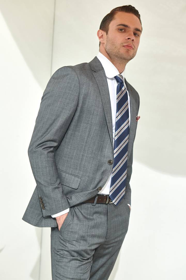 SST&C Gray Check Pattern Slim Fit Suit Jacket | 0112106003  (Outlet)_1