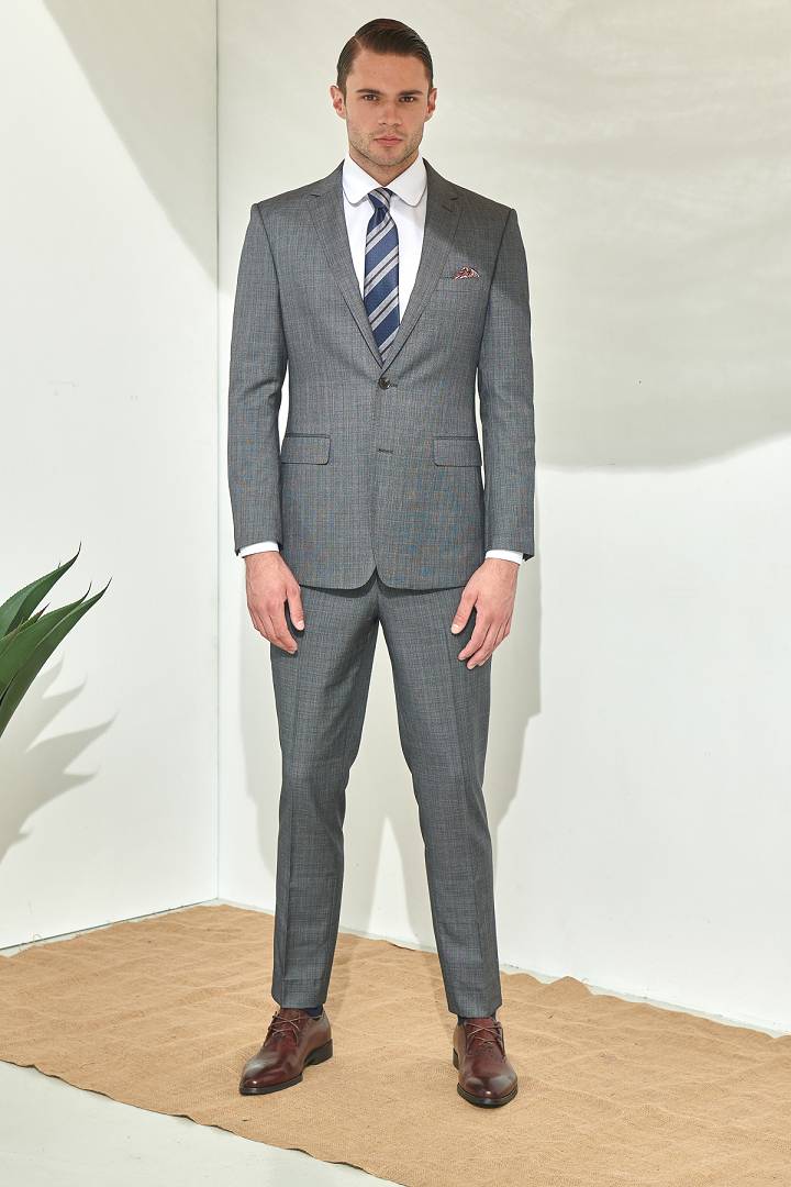 SST&C Gray Check Pattern Slim Fit Suit Trousers | 0212106003  (Outlet)_0