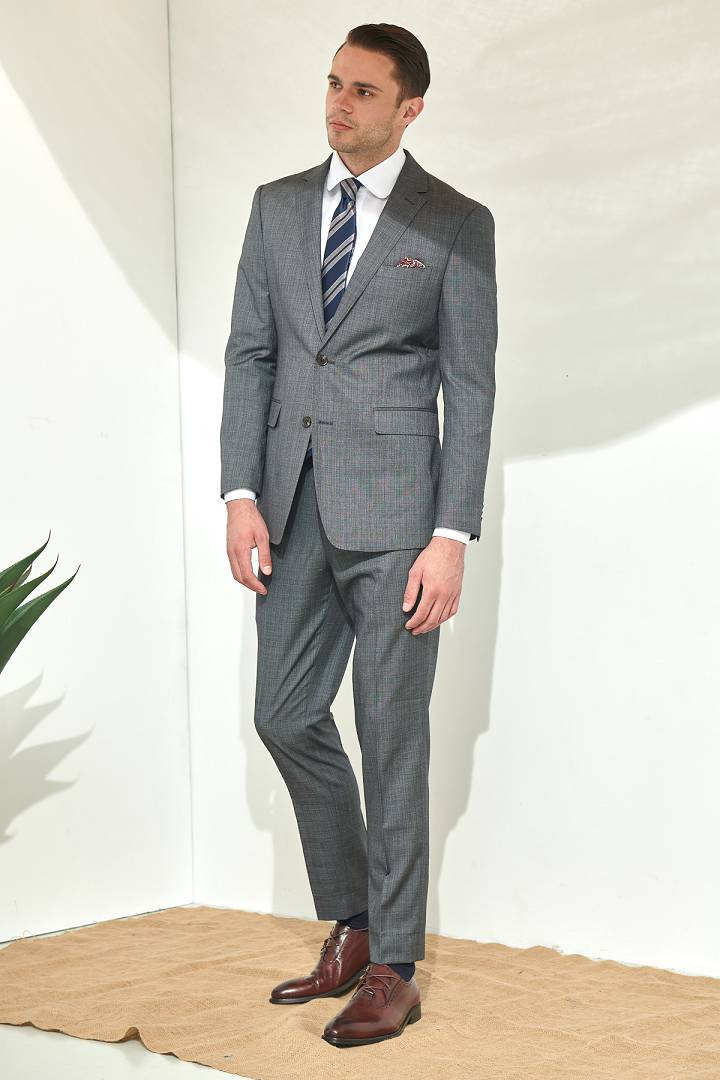 SST&C Gray Check Pattern Slim Fit Suit Trousers | 0212106003  (Outlet)_1