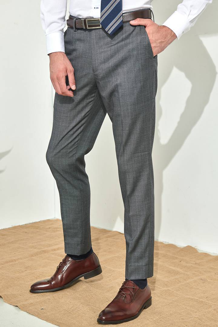 SST&C Gray Check Pattern Slim Fit Suit Trousers | 0212106003  (Outlet)_4