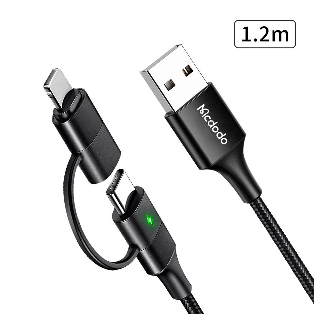 Mcdodo USB雙頭充電線 二合一 快充線 【C083】 1.2m QC4.0 快充線  iPhone 充電線 Type C 二合一充電線  快速充電線 麥多多 安卓充電線 傳輸線 小家電充電線 手機充電線 3C周邊_0