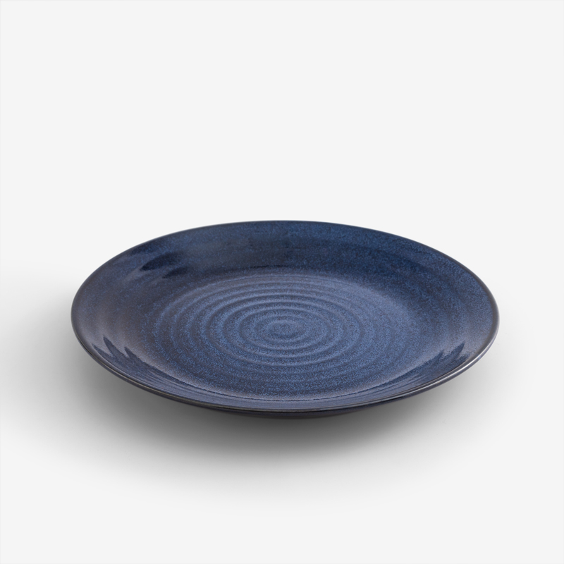 日式 流轉漩渦 22cm 陶瓷圓盤｜湛藍｜單品_0