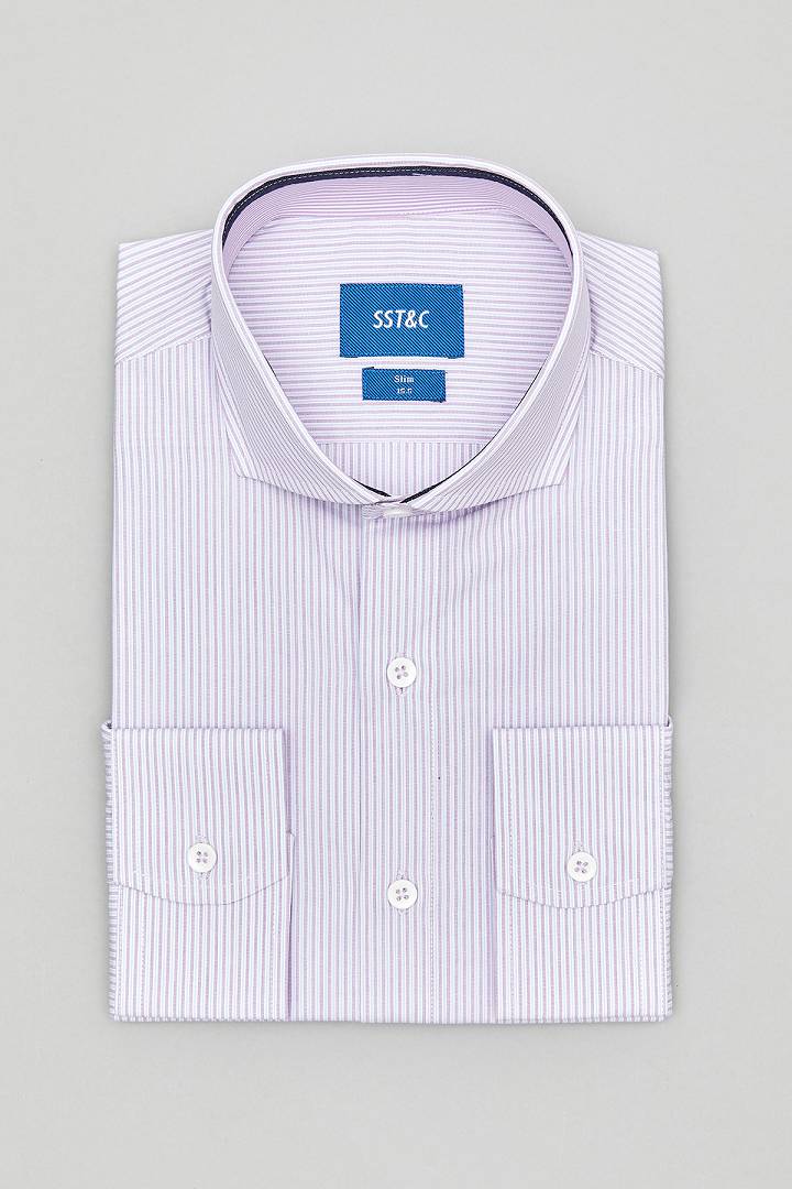 SST&C #Comfortable Cotton  Blue and Purple Striped Pattern Shirt | 0312107008  (Outlet)_3