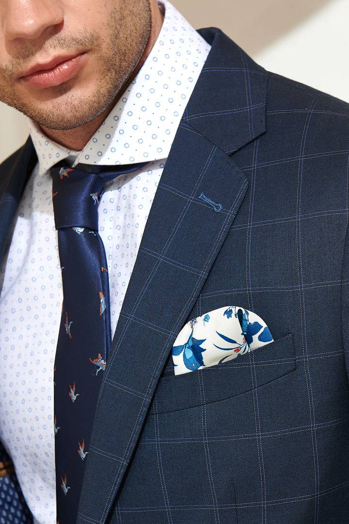 SST&C Navy Check Pattern Slim Fit Suit Jacket | 0112107003  (Outlet)_3