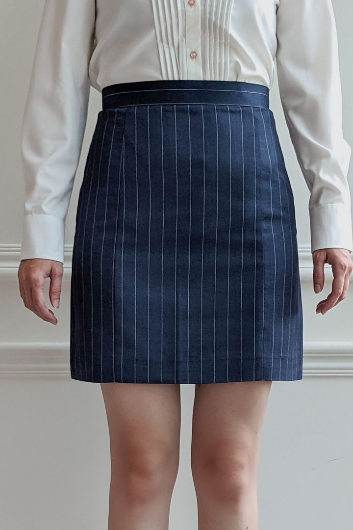 SST&C Women'S Dark Blue Pinstripe Pattern Skirt | 7462103007  (Outlet)_3