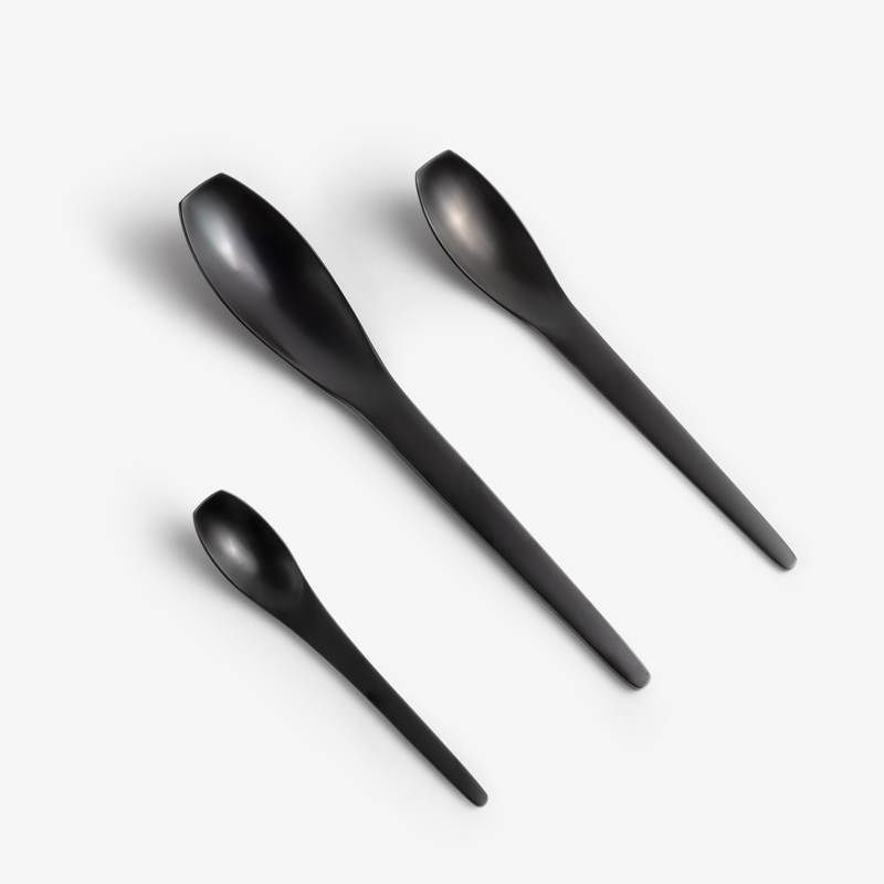 WAGA 簡約幾何 17cm 不鏽鋼小匙｜黑｜單品_1
