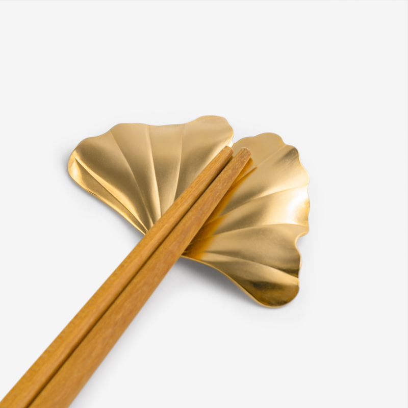 日式 經典工藝 6.5cm 銀杏筷架｜金｜單品_3